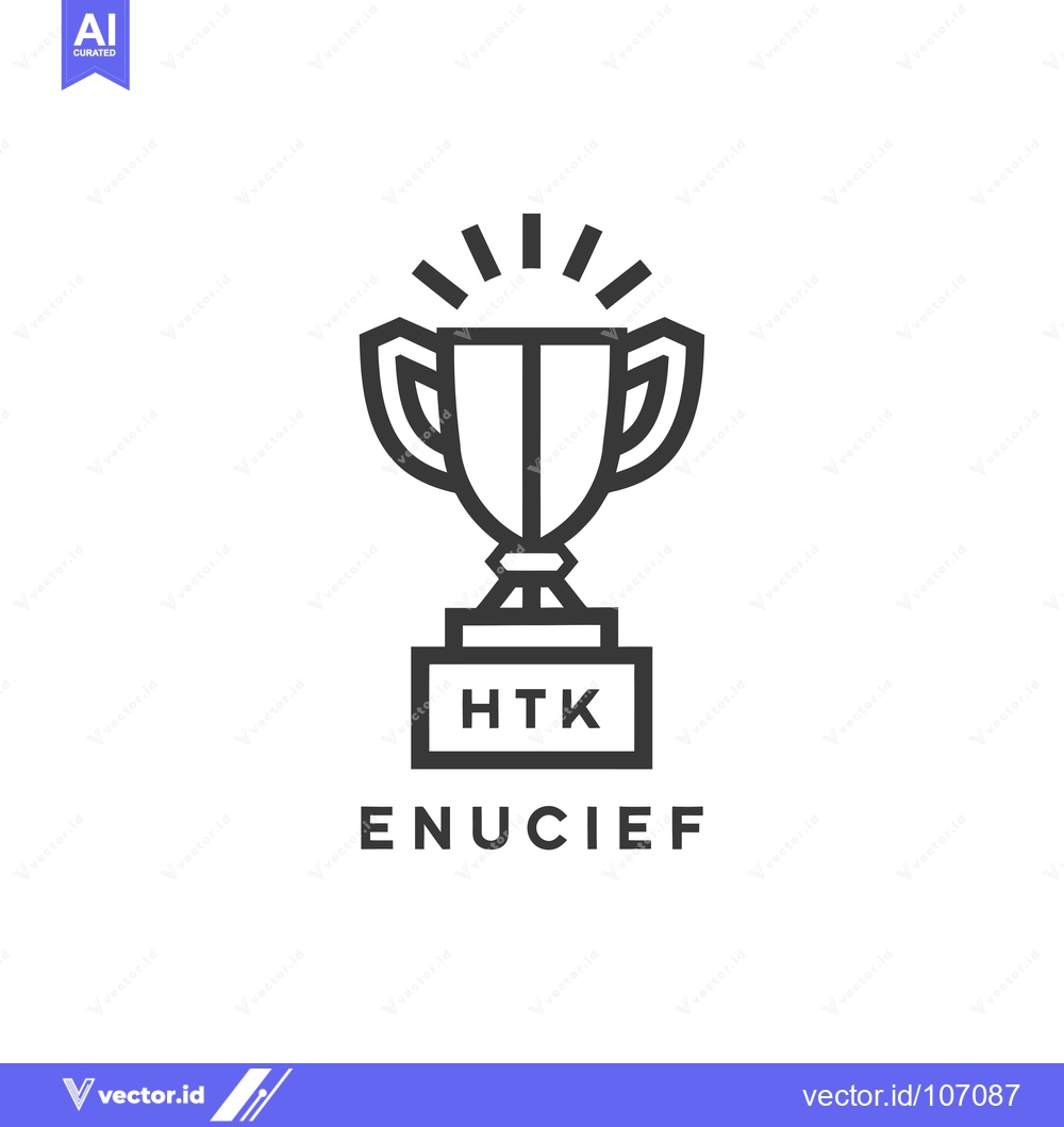 Premium Vector of Trophy with Htk and Enucief Text