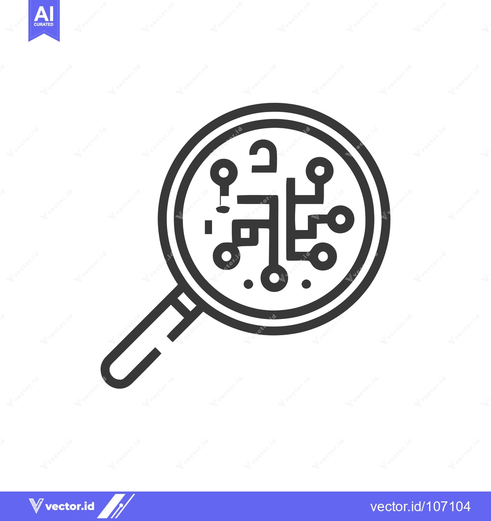Premium Vector of Magnifying Glass Over Circuit Board: Technology Discovery Icon