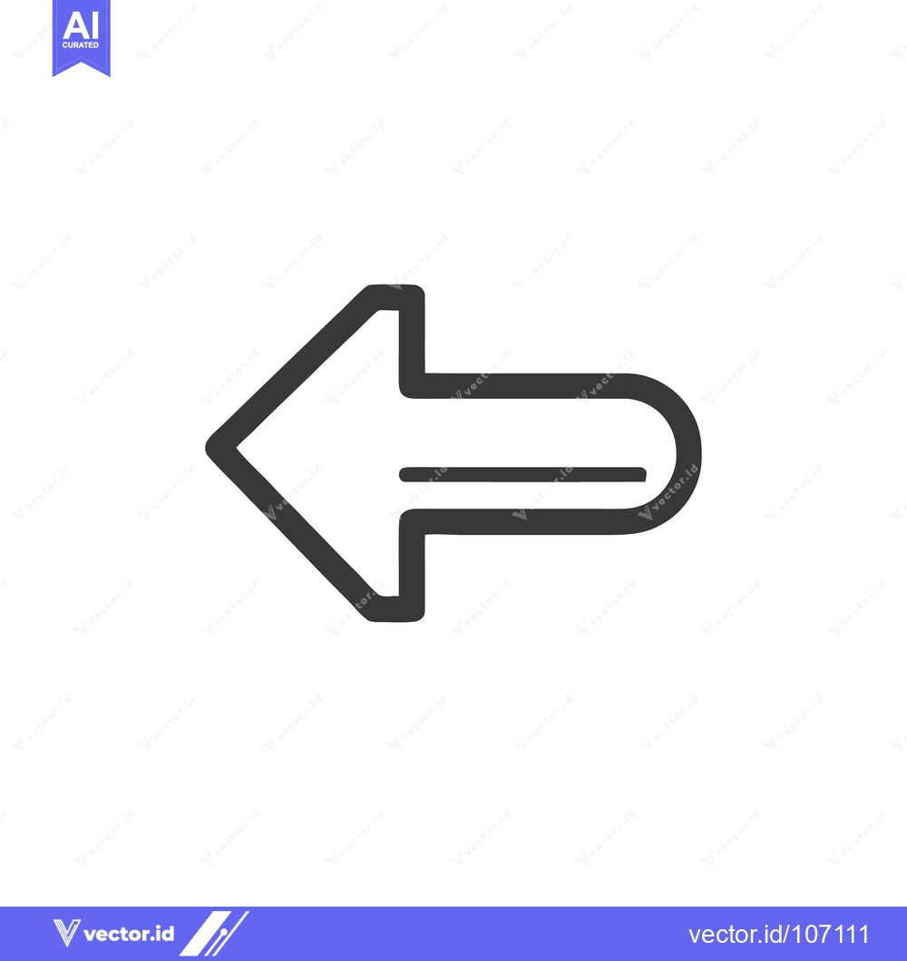 Premium Vector of Bold Left Arrow Icon with Rounded End, Directional Sign on White Backg
