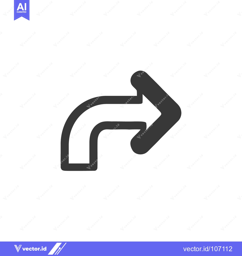 Premium Vector of Bold Gray Arrow Icon Pointing Right with Sharp Turn on White
