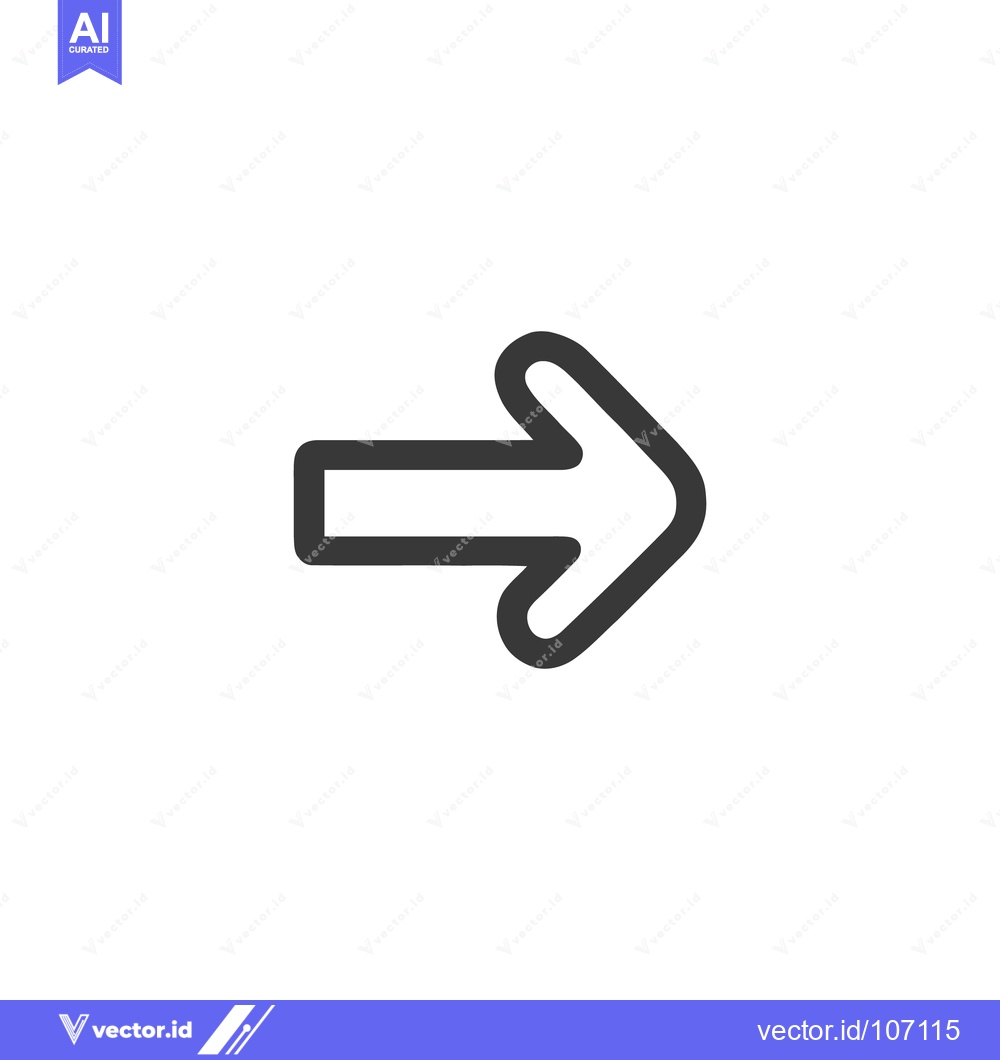 Premium Vector dari Simple Right Arrow Icon with Rounded Edges on White Background