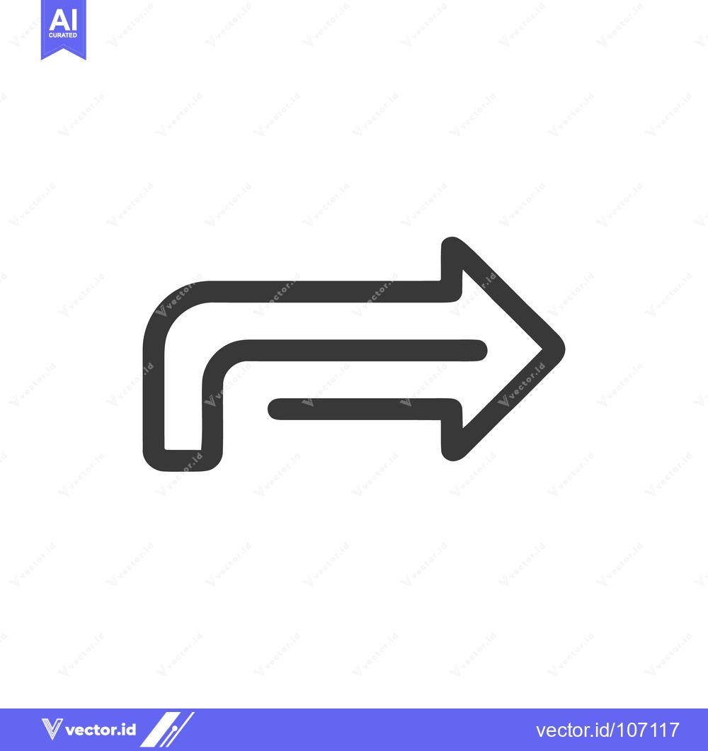 Premium Vector of Bold Arrow Icon with Rounded Corner and Double Line Design on White Ba