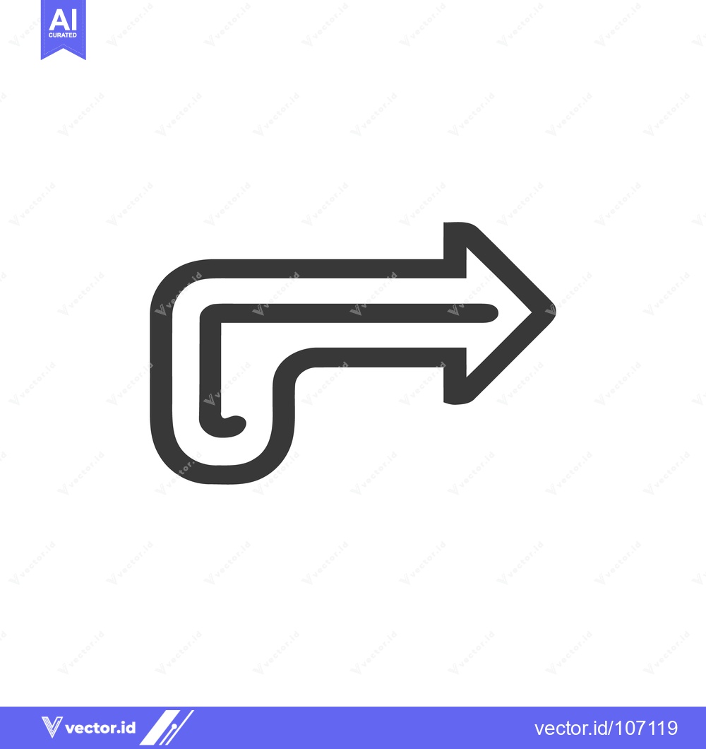 Premium Vector of Bold Arrow Icon with Rounded Corner and Double Line Design on White Ba