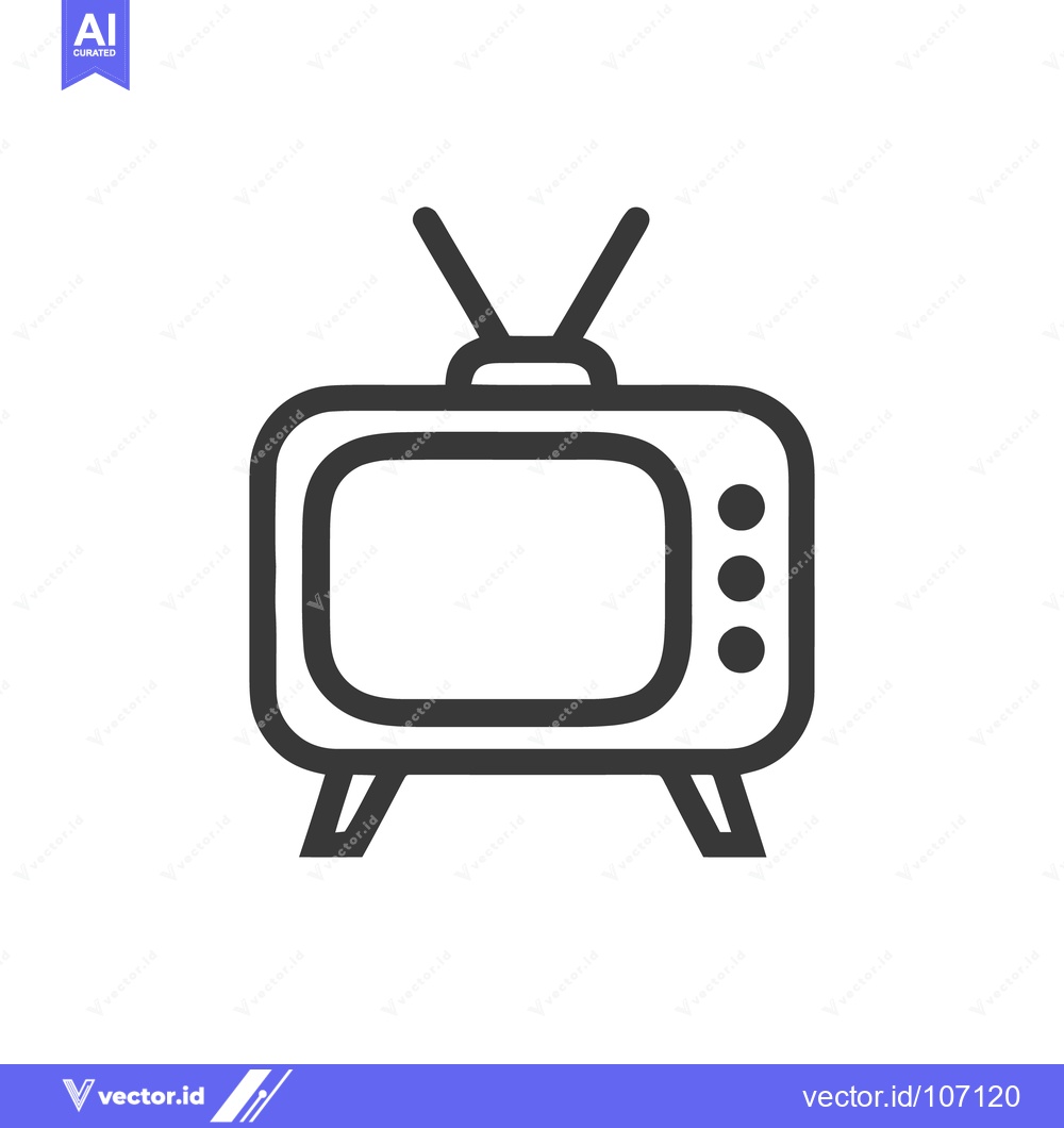 Premium Vector dari Retro Television Icon: Simple Gray Outline on White Background