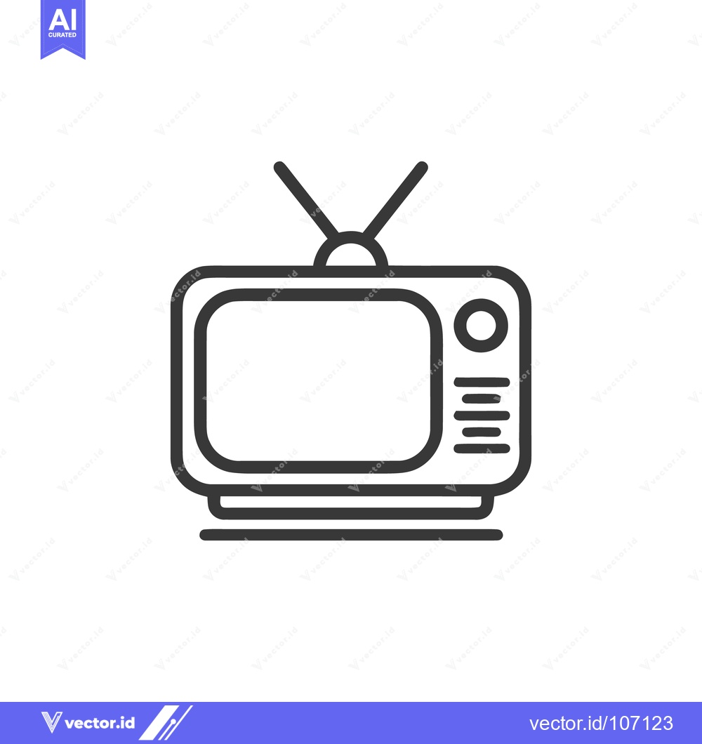 Premium Vector of Retro Television Icon: Minimalist Design with Antenna and Control Pane