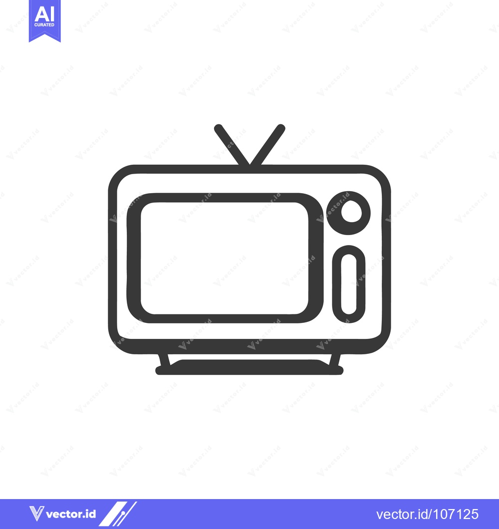 Premium Vector dari Retro Television Icon: Simple, Bold Outline on White Background