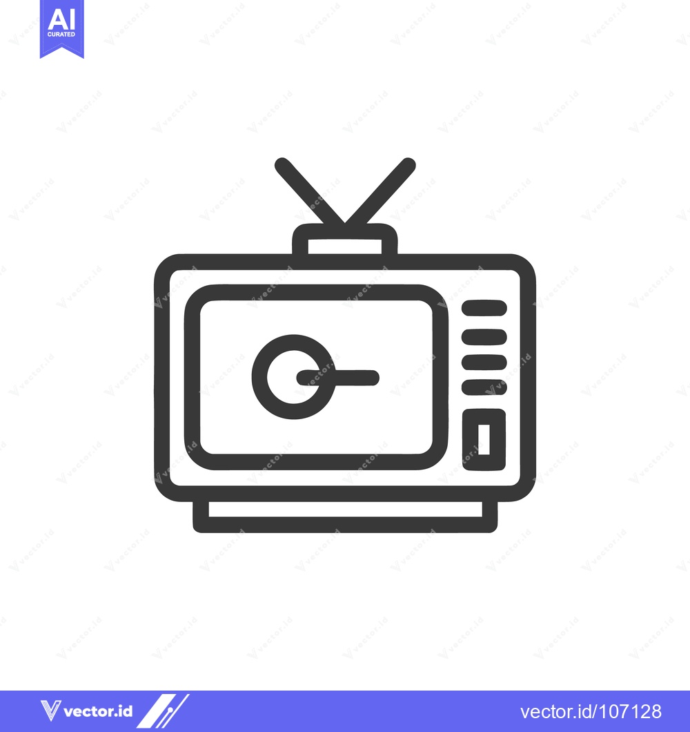 Premium Vector dari Retro Television Icon: Vintage TV Set with Antenna and Channel Buttons