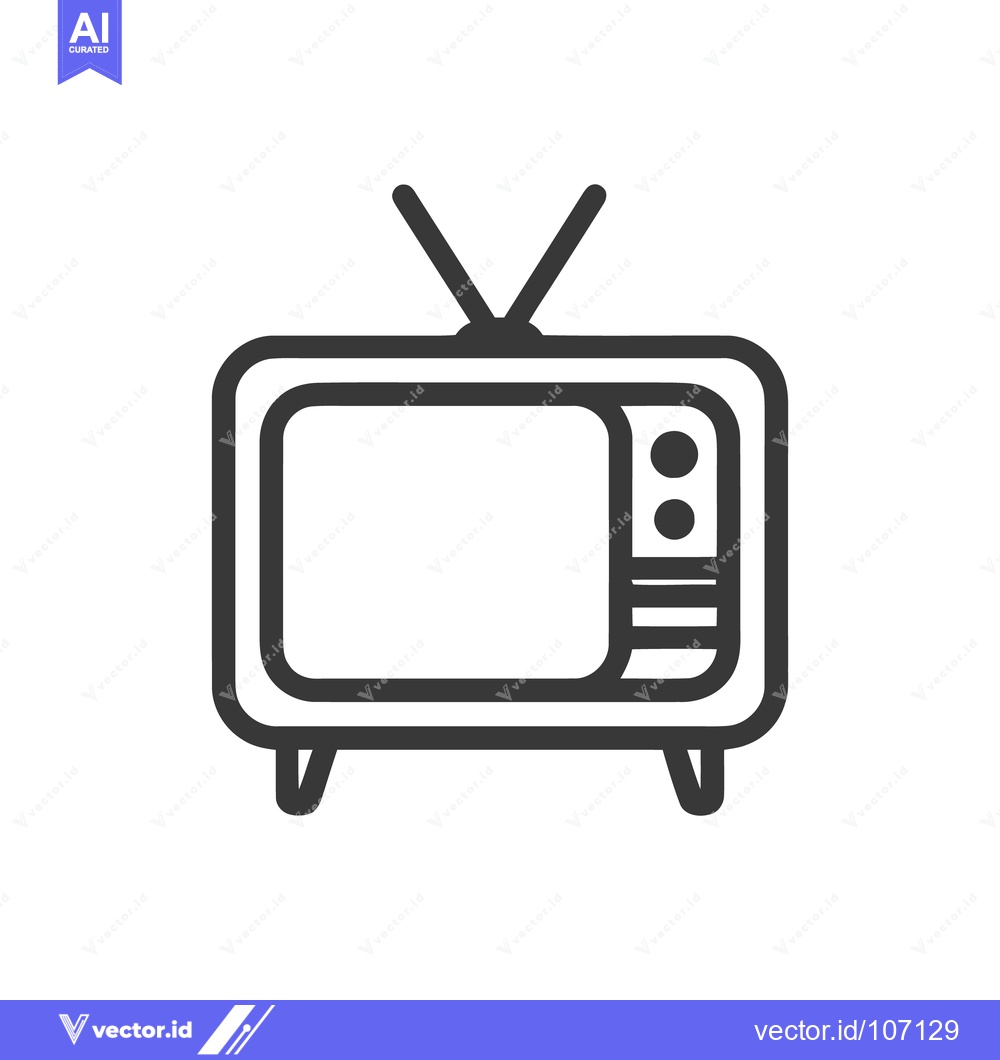 Premium Vector dari Retro Television Icon: Bold Outline, Vintage Design, Isolated on White