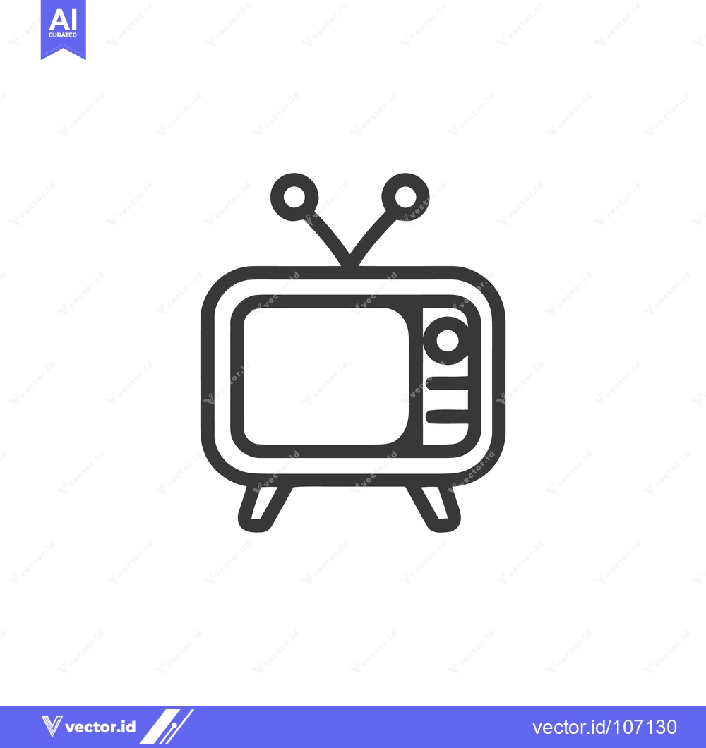 Premium Vector dari Retro Television Icon: Minimalist Outline Design on White Background