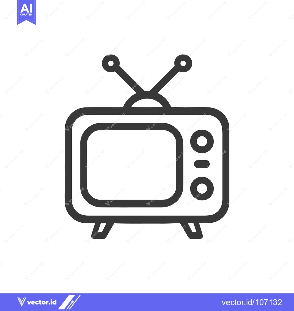 Premium Vector of Retro Television Icon: Vintage Style TV with Antennae and Knobs