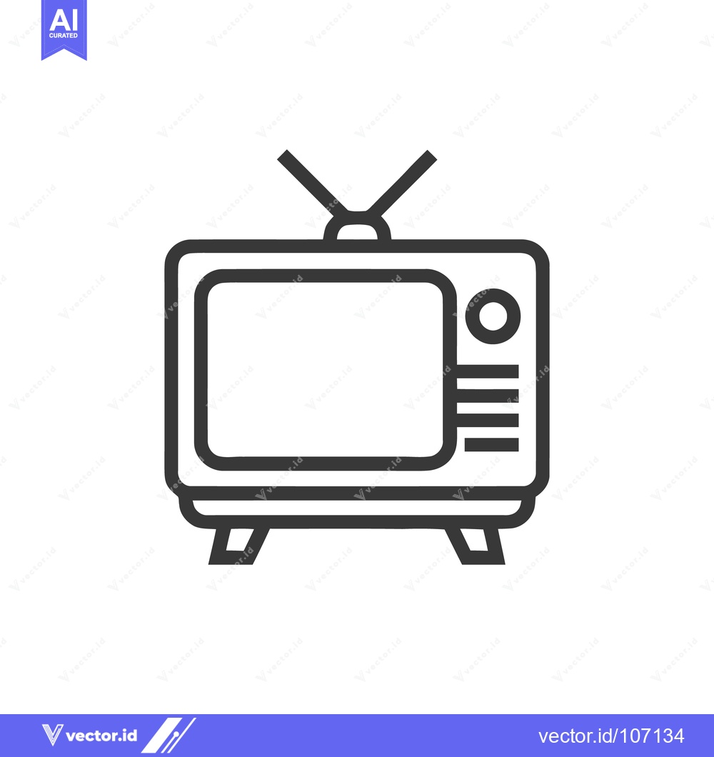 Premium Vector dari Retro Television Icon: Bold Outline, Antenna, and Classic Design on Wh