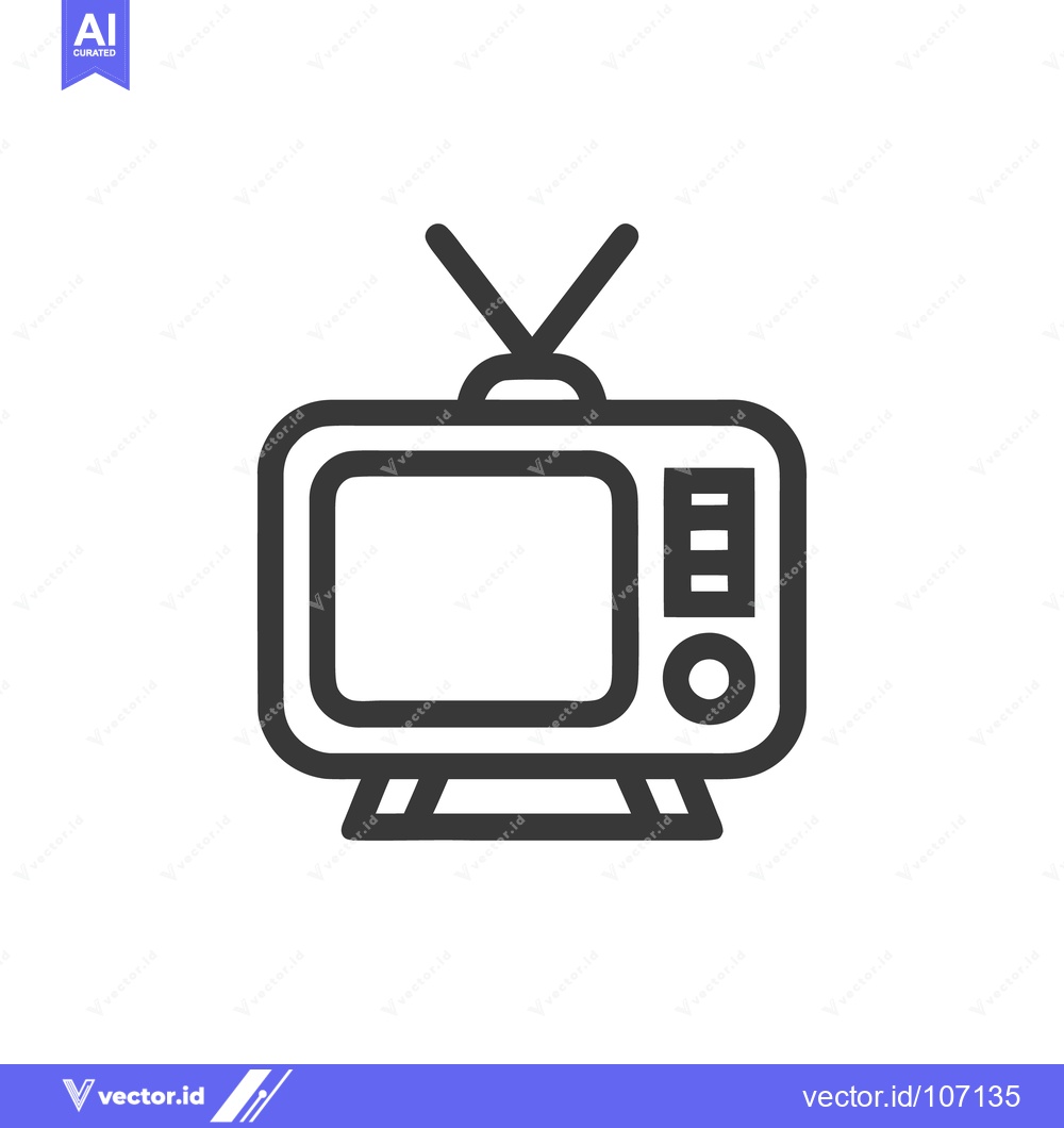 Premium Vector dari Retro Television Icon: Bold Outline on White Background