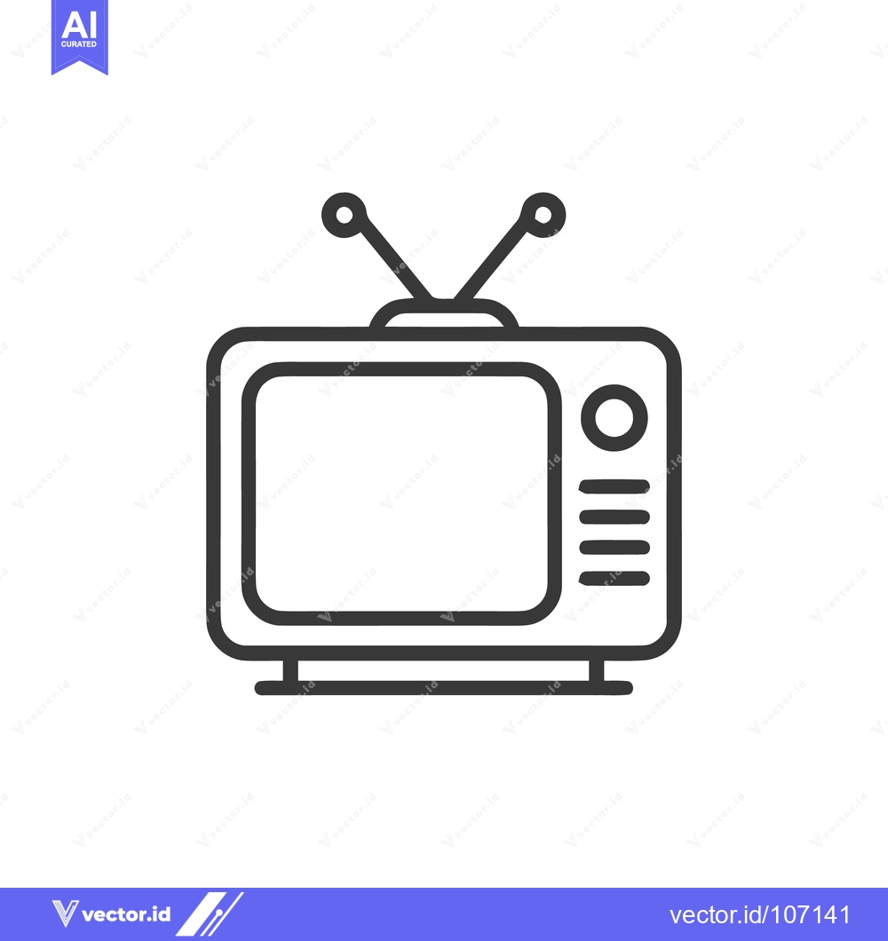 Premium Vector dari Retro Television Icon: Minimalist Line Art with Antenna and Buttons
