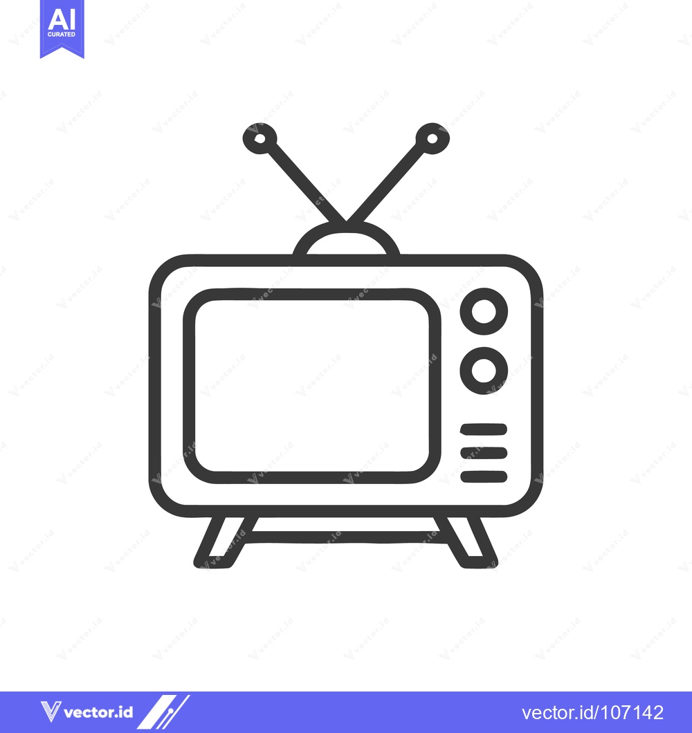 Premium Vector dari Retro Television Icon: Vintage TV Outline with Antennae and Buttons