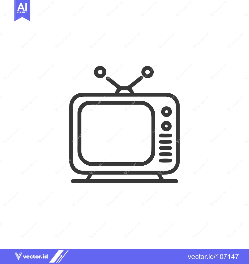 Premium Vector dari Retro Television Icon: Minimalist Line Art with Antenna and Buttons