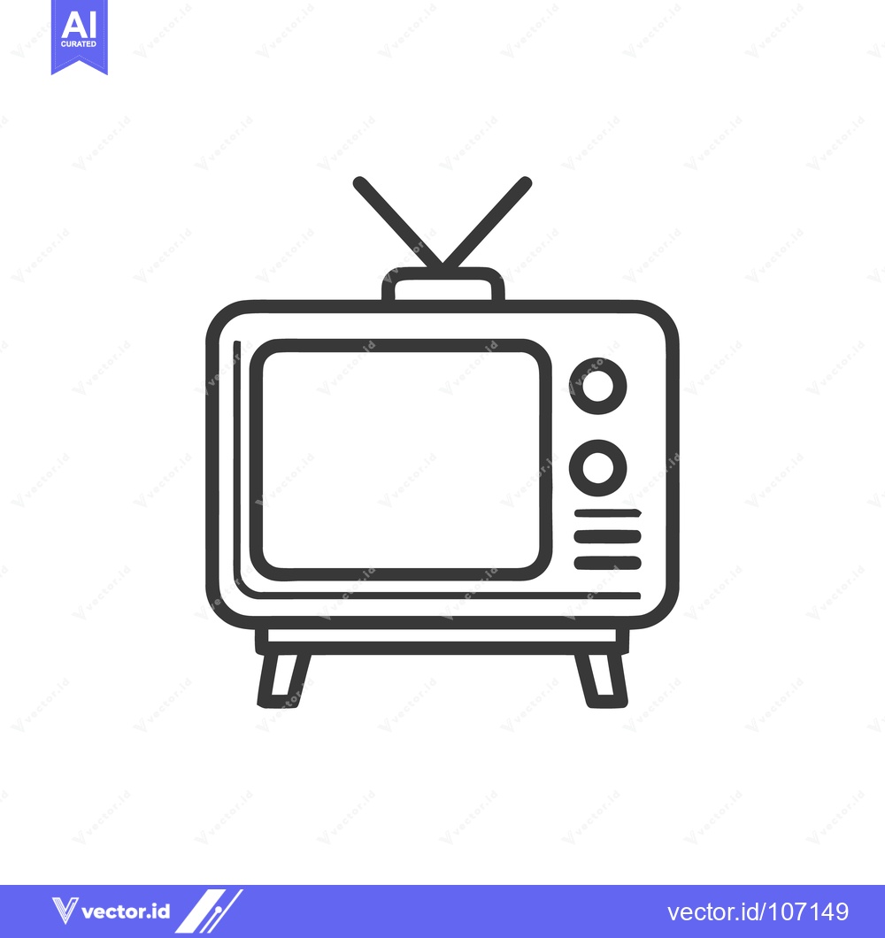 Premium Vector dari Retro Television Icon: Vintage TV Outline with Antenna and Knobs