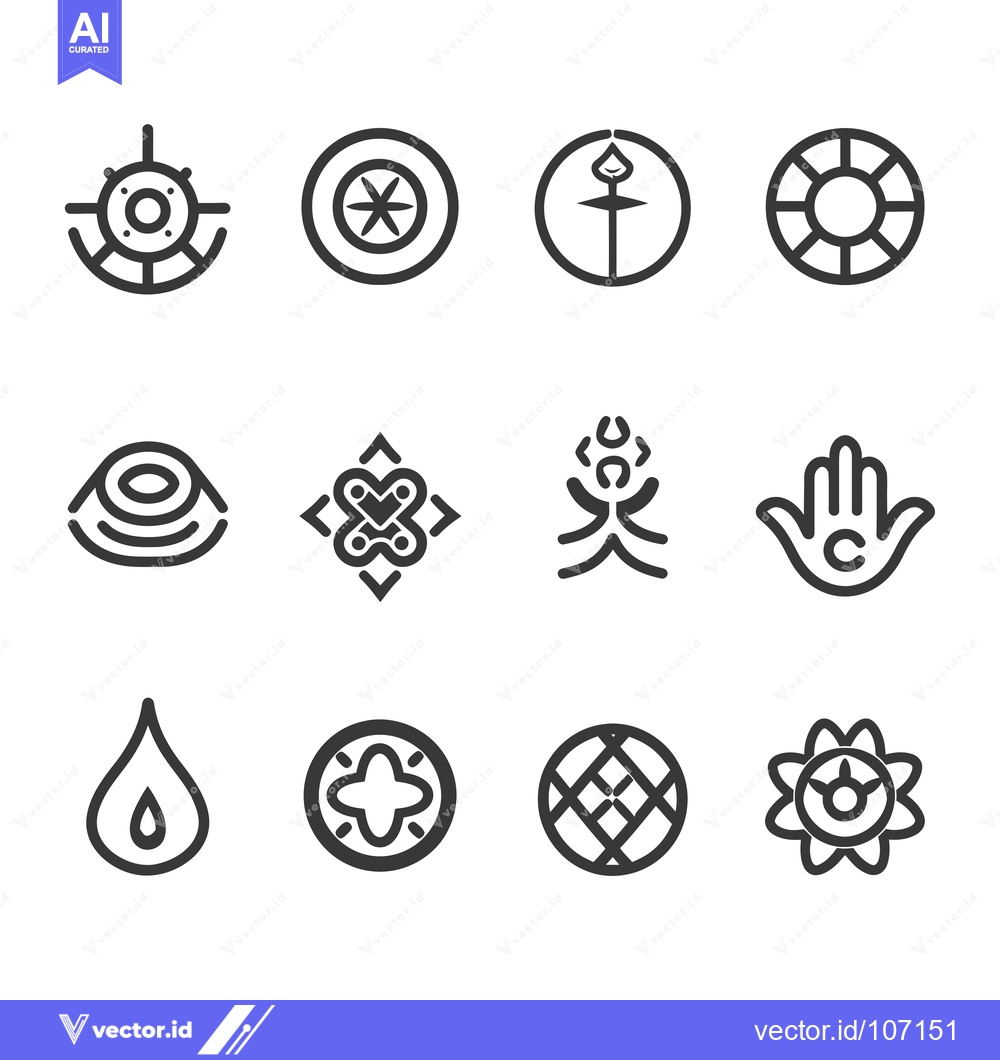 Premium Vector of Twelve Abstract Geometric Line Art Symbols