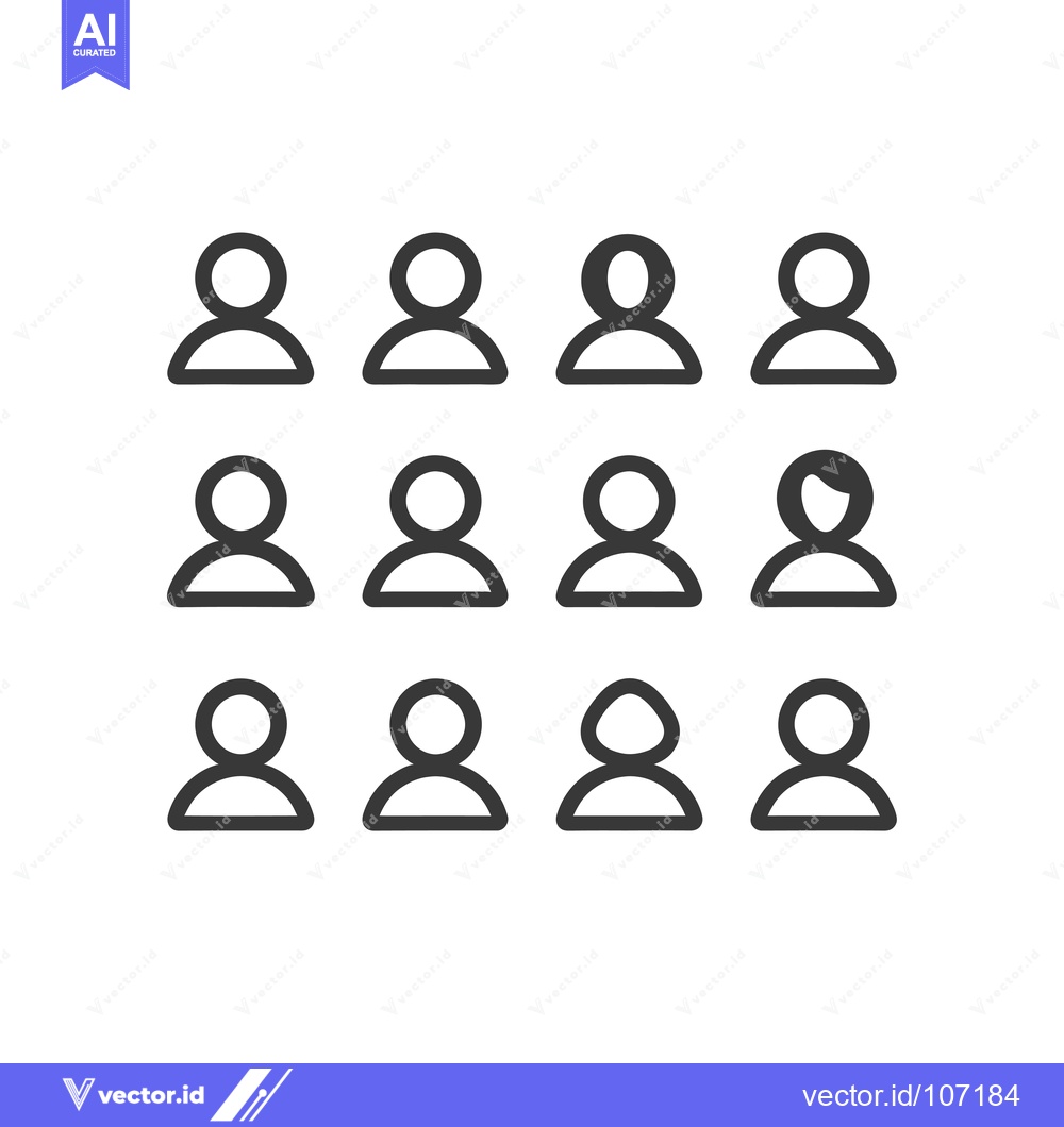 Premium Vector dari Twelve Black Outline User Icons in a Grid Pattern