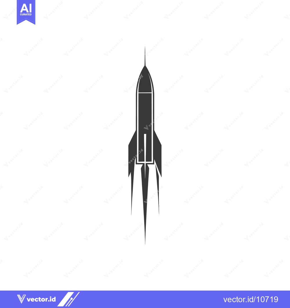 Premium Vector of A Black and White Rocket Icon on a White Background