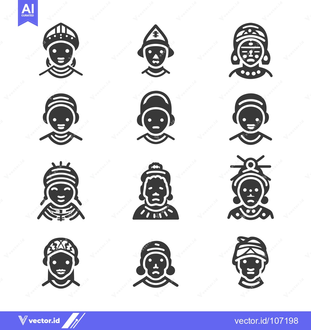 Premium Vector of Twelve Diverse Black People Wearing Traditional Headwear
