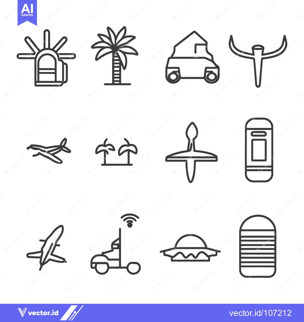 Premium Vector dari Twelve Linear Black and White Icons Depicting Diverse Objects and Scen