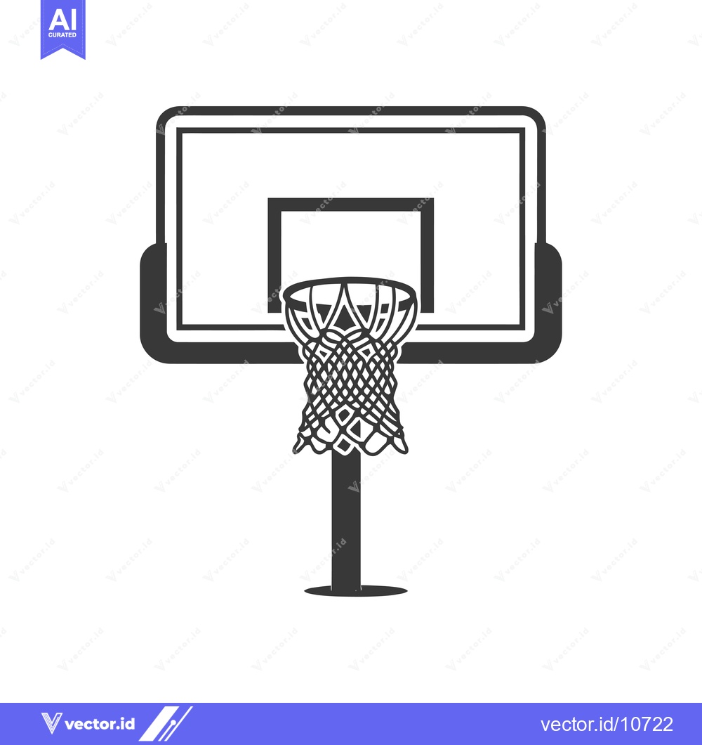 Premium Vector dari A black and white silhouette of a basketball hoop