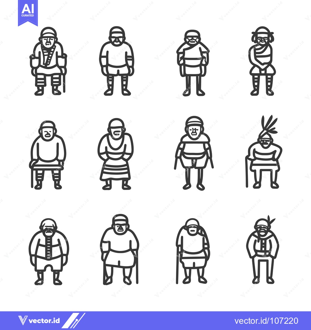 Premium Vector dari Twelve Line Drawings of Elderly People in Various Poses
