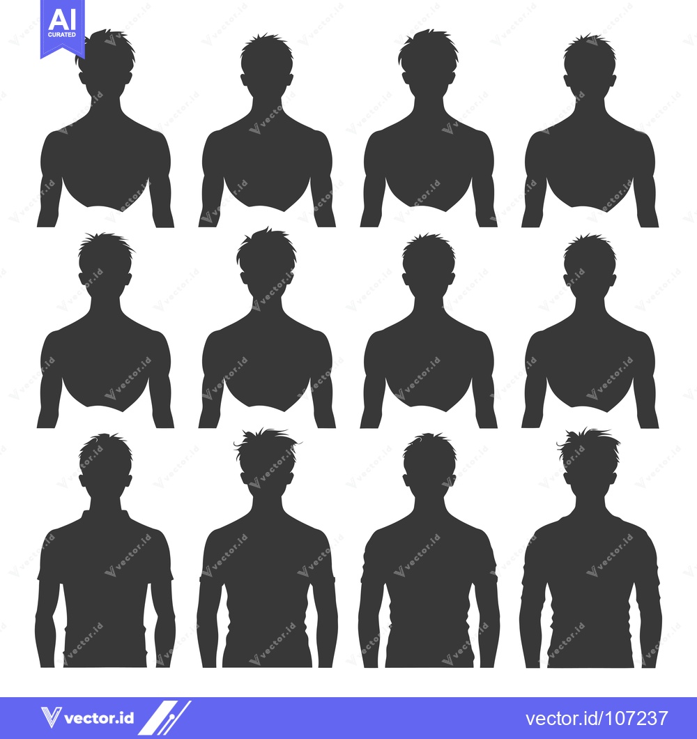 Premium Vector of Twelve Silhouettes of Male Figures in Various Poses