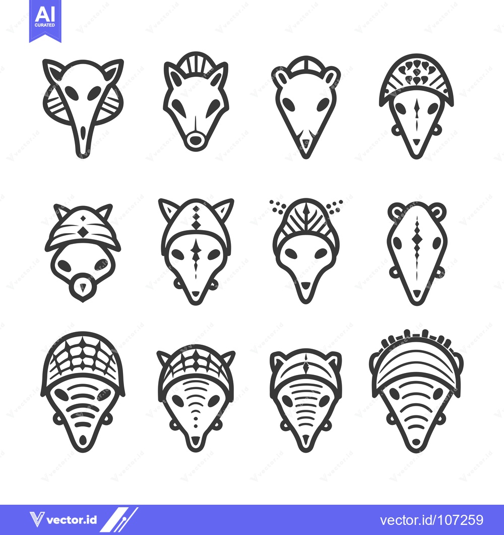 Premium Vector dari Twelve Stylized Animal Head Illustrations