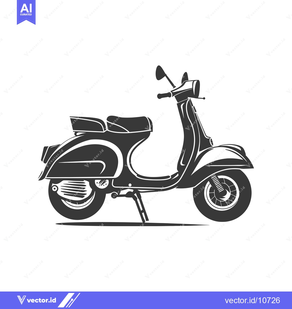 Premium Vector dari A Black and White Silhouette of a Classic Scooter