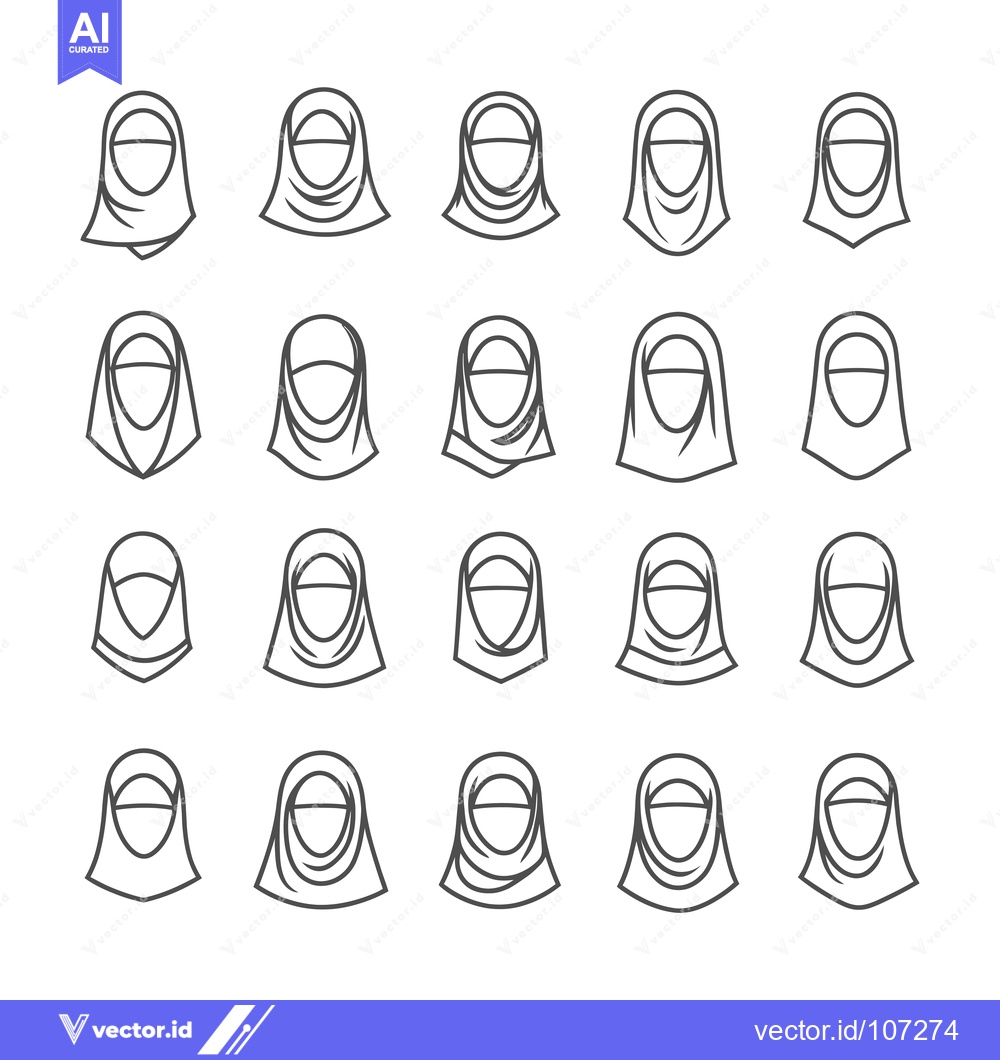 Premium Vector dari Twenty Different Styles of Women Wearing Hijabs