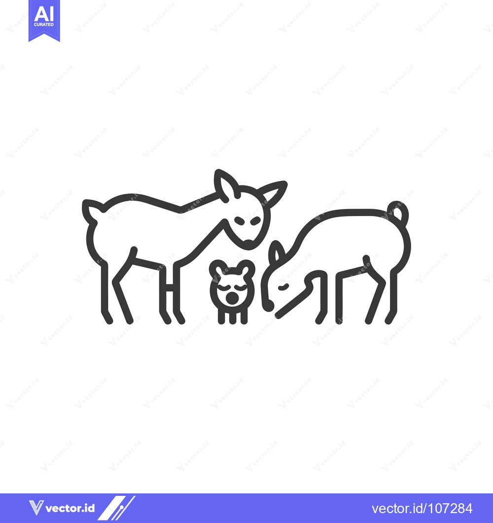 Premium Vector of Two adult goats and a baby goat standing close together