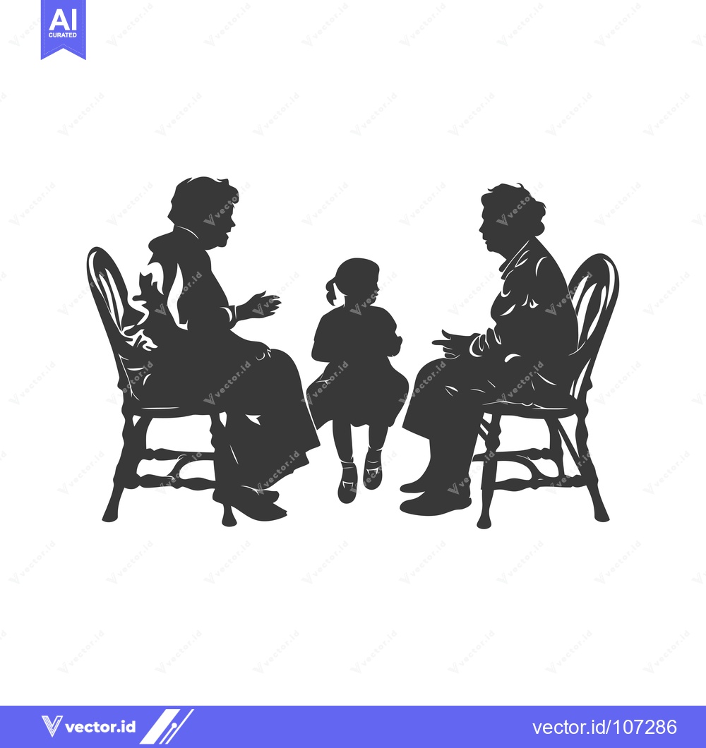 Premium Vector dari Two Adults and a Child Sitting in Chairs