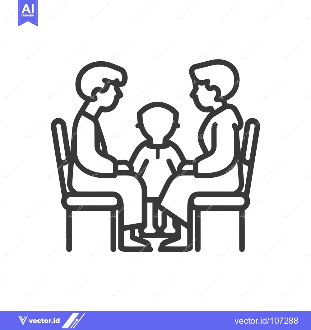 Premium Vector dari Two adults and a child sitting in chairs facing each other