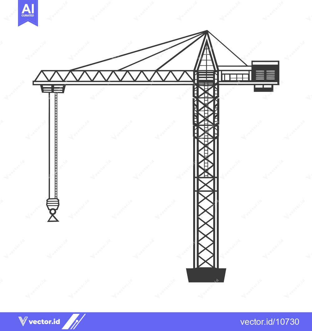 Premium Vector dari A black and white silhouette of a construction crane with an extended