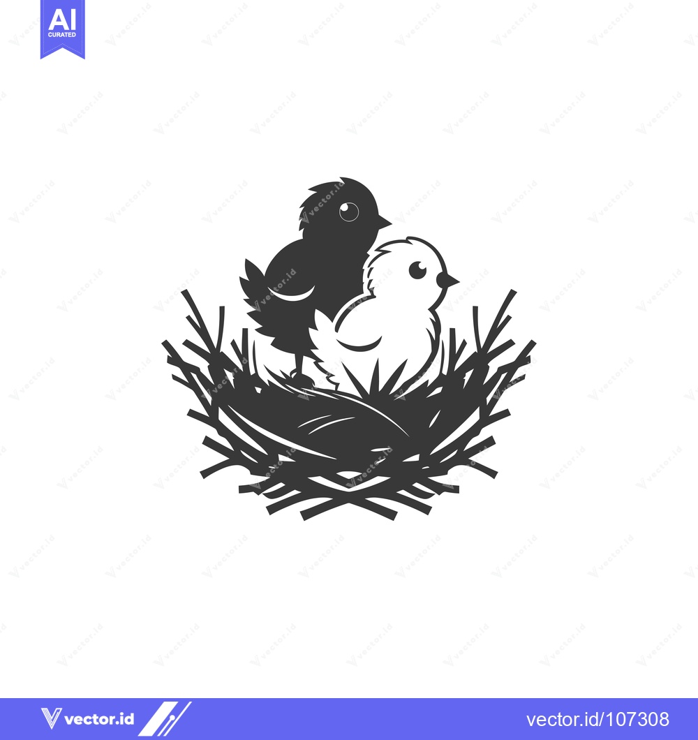 Premium Vector dari Two Baby Birds Nestled in a Bird's Nest