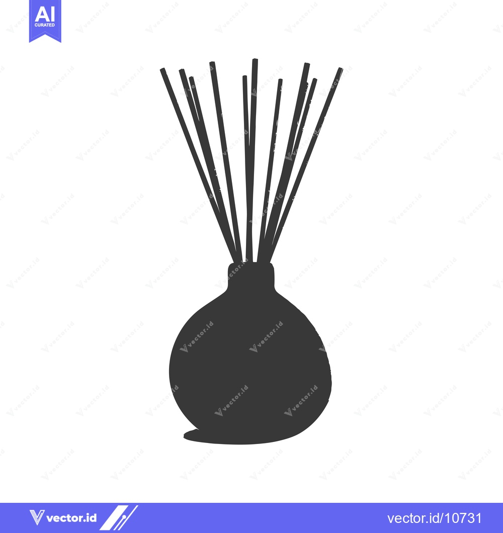 Premium Vector of A black and white silhouette of a diffuser with reeds