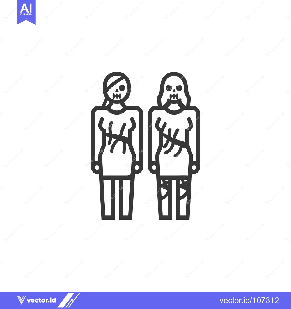 Premium Vector dari Two Bandaged Skeletons Standing Together