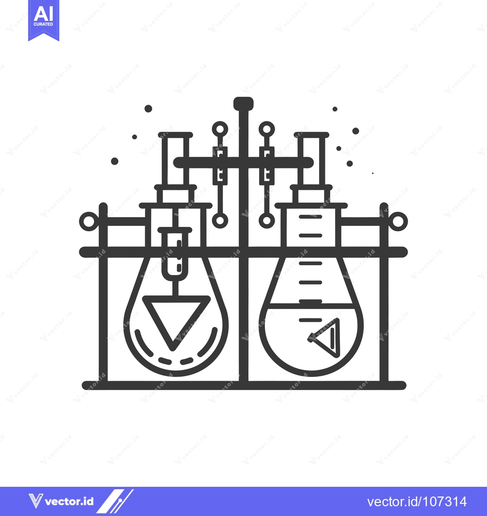 Premium Vector of Two Beakers with Droppers on a Stand