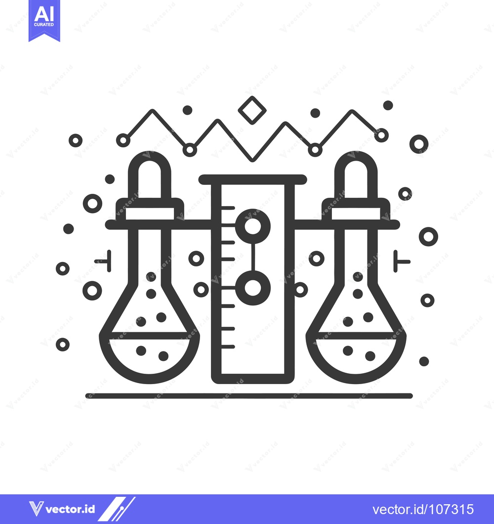 Premium Vector dari Two beakers with liquid on a stand with a graduated cylinder