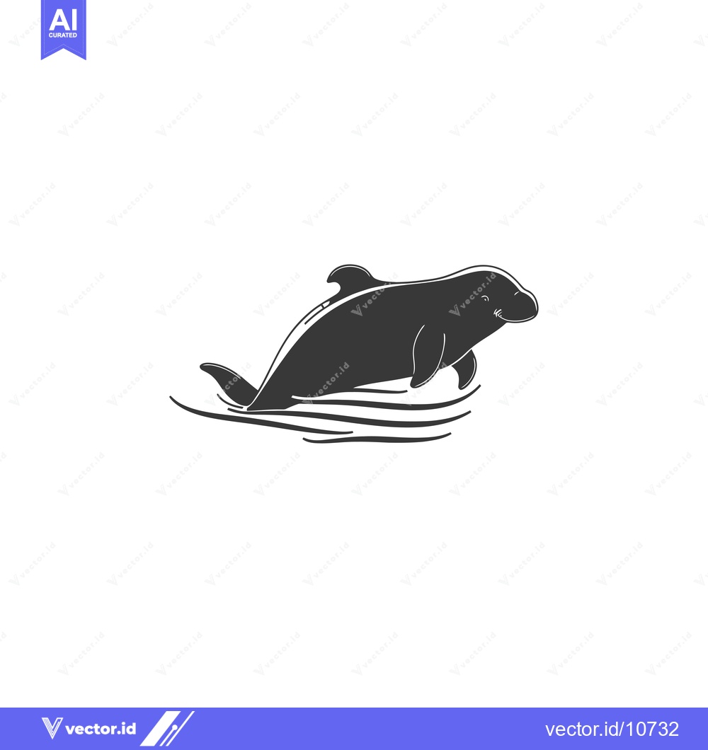 Premium Vector dari A Black and White Silhouette of a Dolphin Leaping Out of the Water