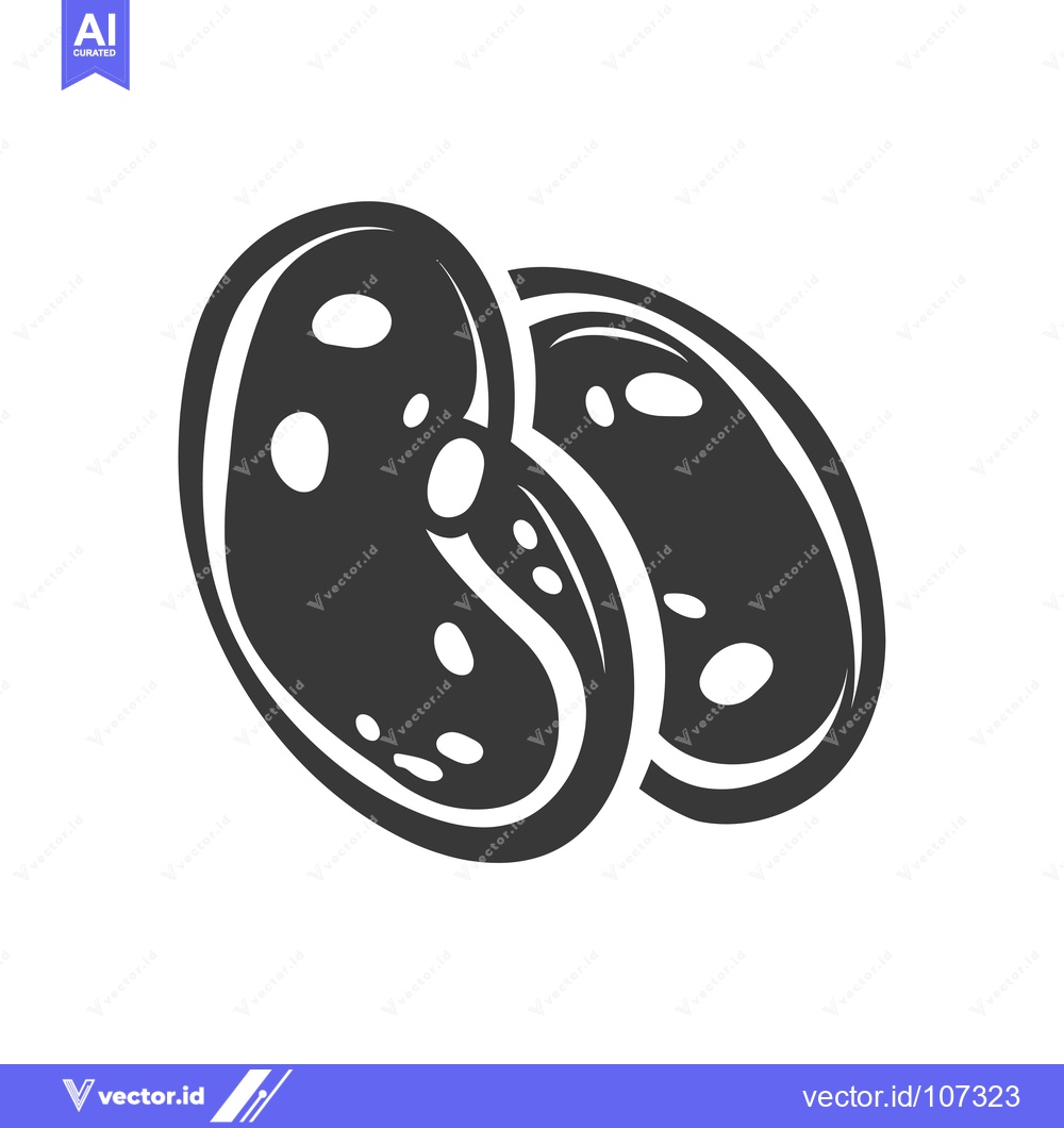 Premium Vector of Two Black And White Beans Isolated On White