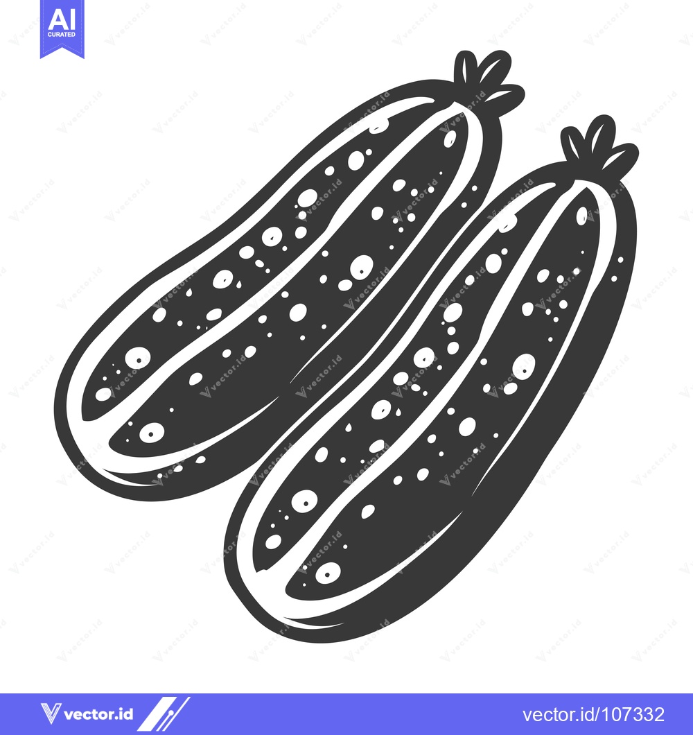 Premium Vector dari Two Black and White Cucumbers with Stems