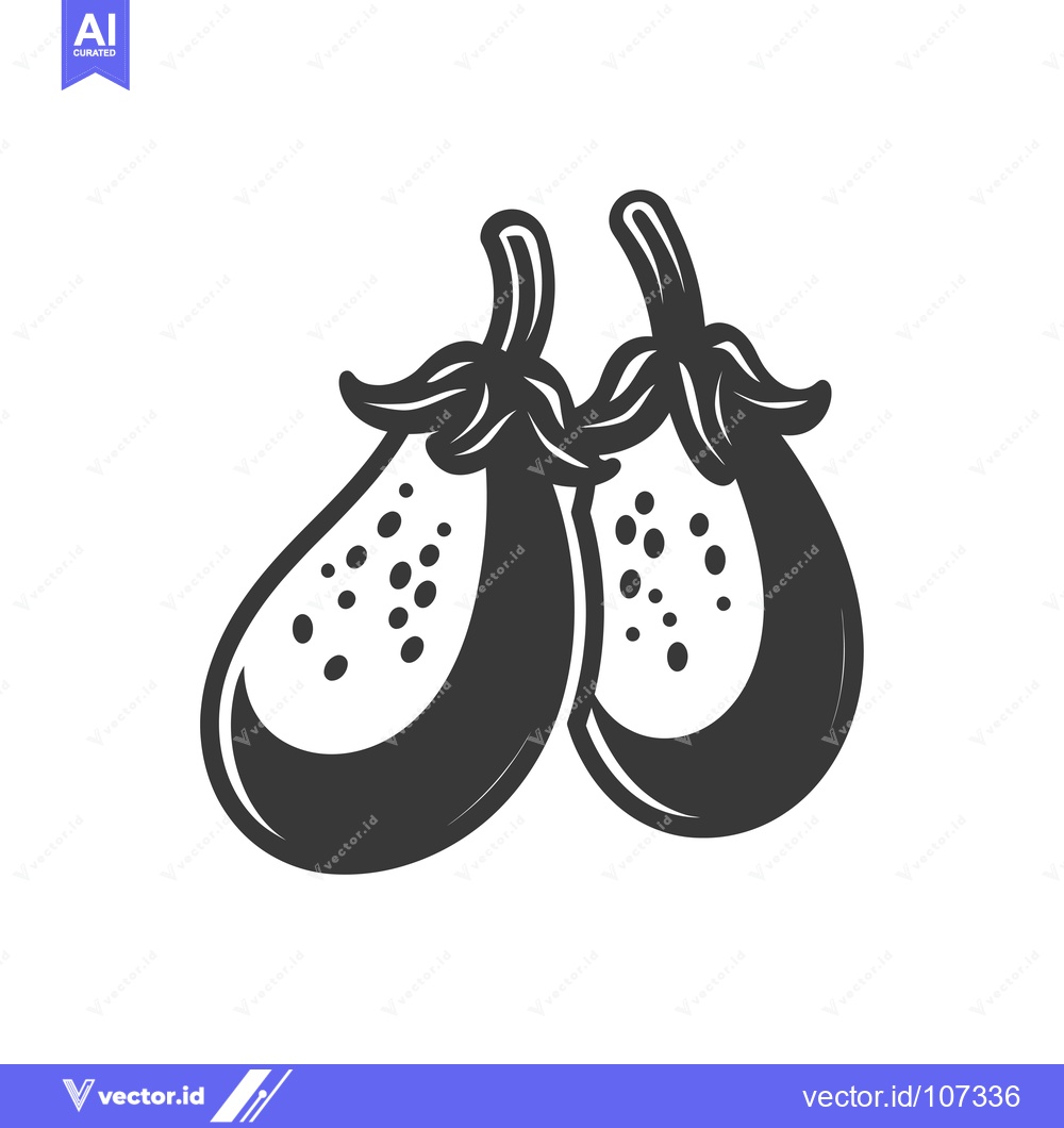 Premium Vector of Two Black and White Eggplant Illustrations