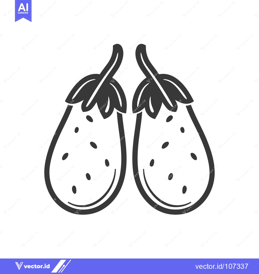 Premium Vector dari Two Black and White Eggplant Silhouettes