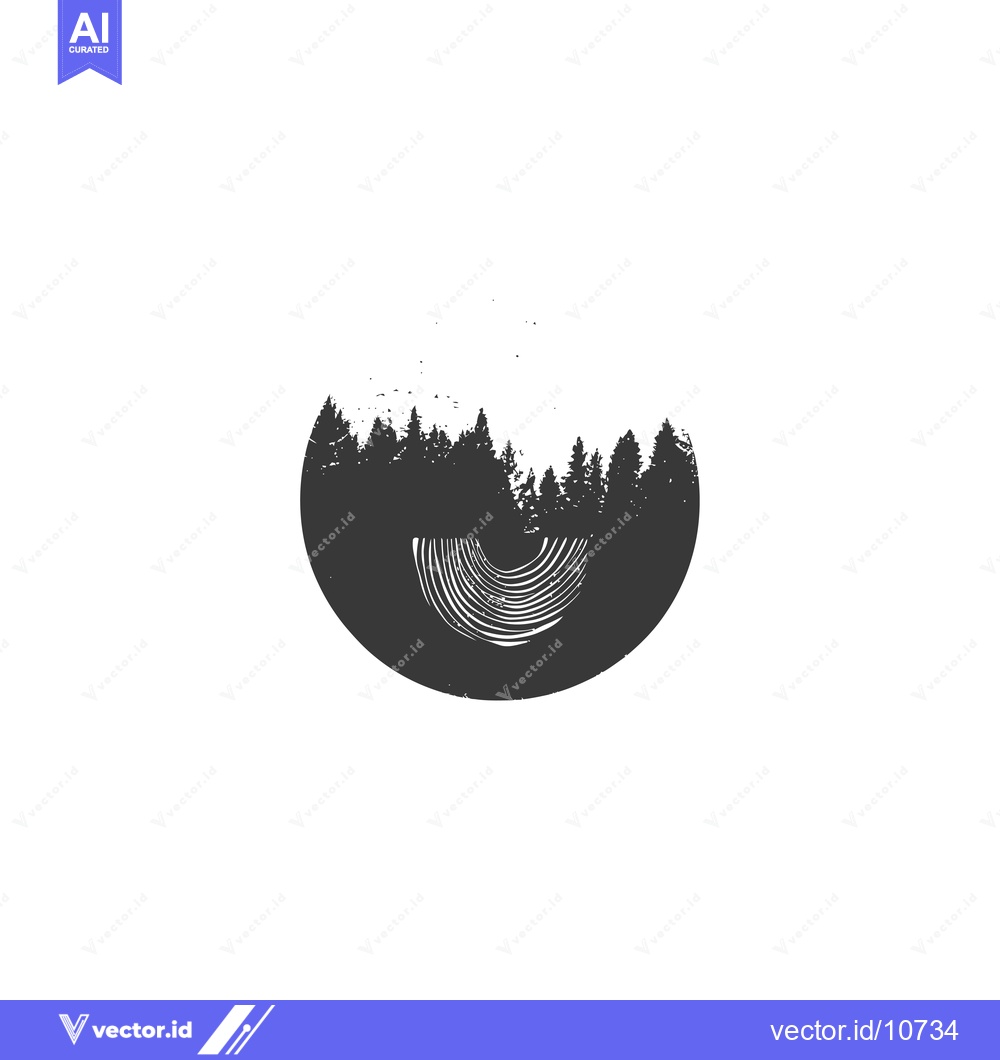 Premium Vector dari A Black and White Silhouette of a Forest with a Record Groove in the C