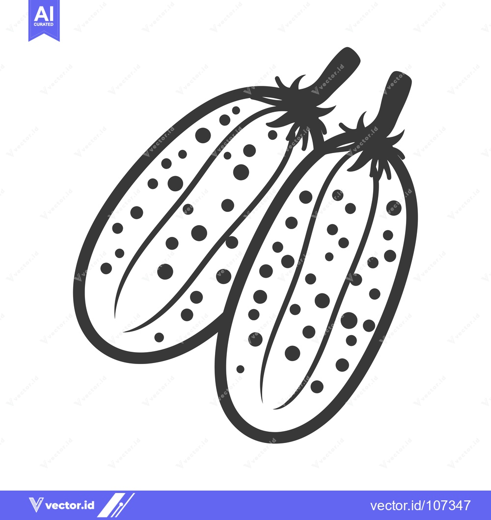 Premium Vector dari Two Black and White Line Drawings of Cucumbers