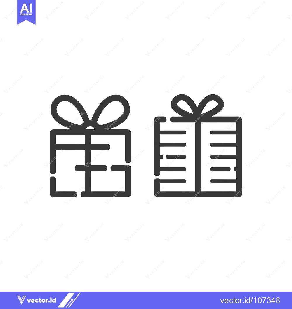 Premium Vector dari Two Black and White Line Drawings of Gift Boxes