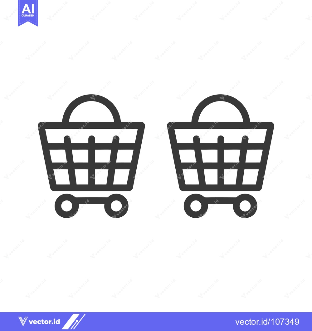 Premium Vector of Two Black and White Line Drawings of Shopping Carts