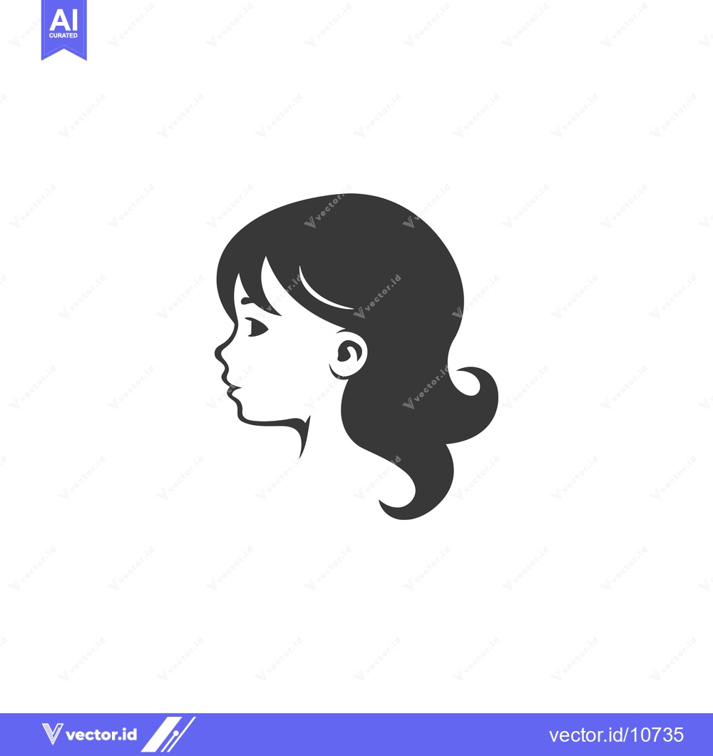 Premium Vector of A black and white silhouette of a girl's head in profile